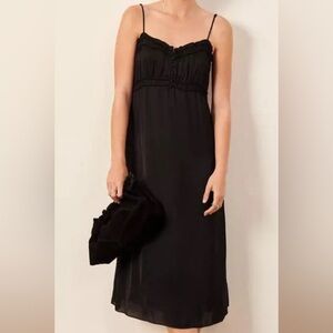 ba&sh Yanis midi silk dress, black, size 1 (small)